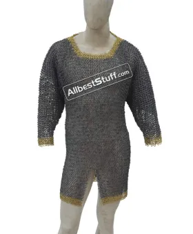 Half Sleeve Aluminum Round Riveted Long Length Hauberk Chest 52